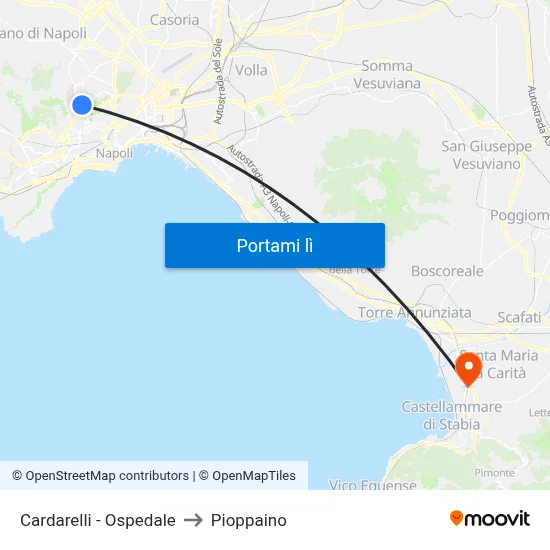 Cardarelli - Ospedale to Pioppaino map