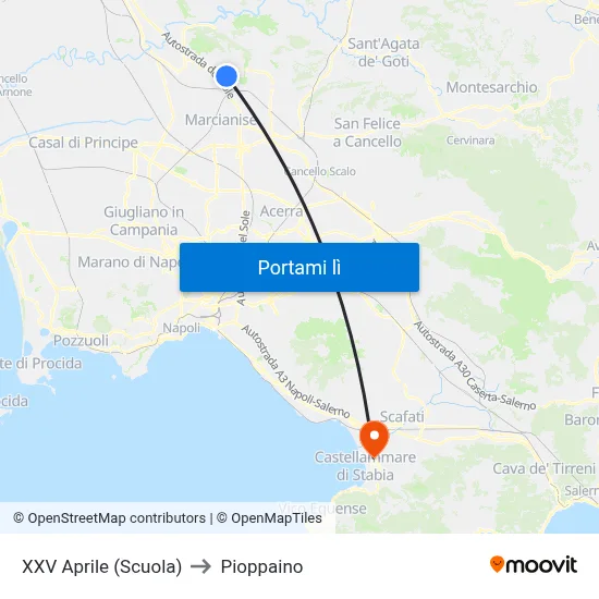 XXV Aprile (Scuola) to Pioppaino map