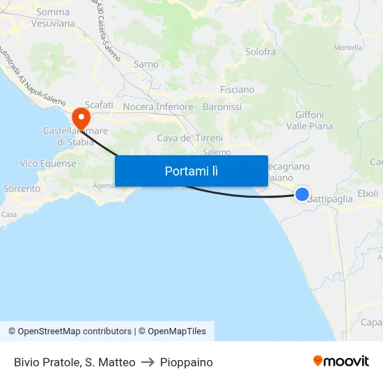 Bivio Pratole, S. Matteo to Pioppaino map