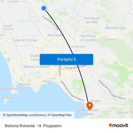 Bellona Rotonda to Pioppaino map