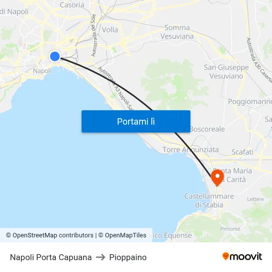 Napoli Porta Capuana to Pioppaino map