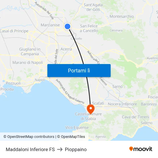 Maddaloni Inferiore FS to Pioppaino map