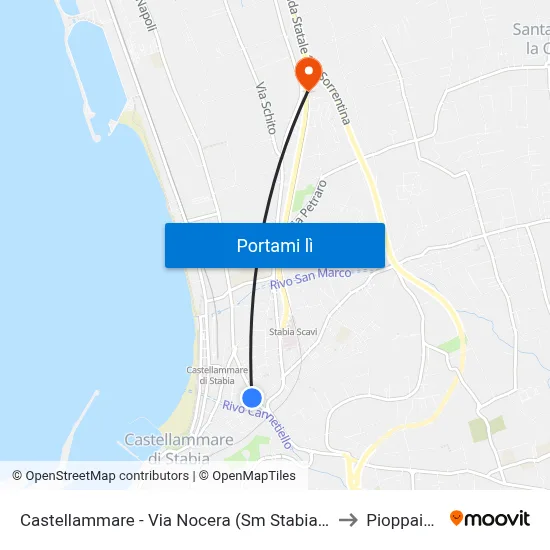 Castellammare - Via Nocera (Sm Stabiae) to Pioppaino map
