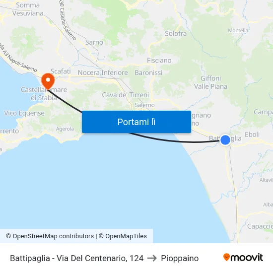 Battipaglia - Via Del Centenario, 124 to Pioppaino map