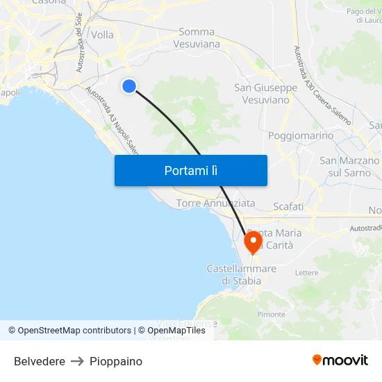 Belvedere to Pioppaino map