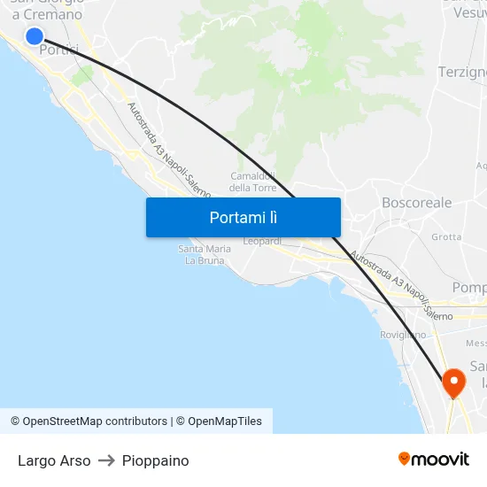 Largo Arso to Pioppaino map