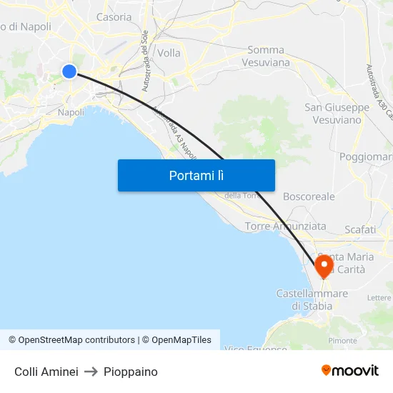 Colli Aminei to Pioppaino map