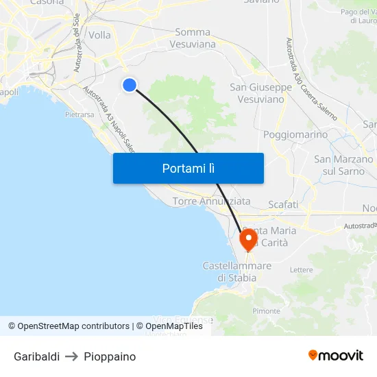Garibaldi to Pioppaino map