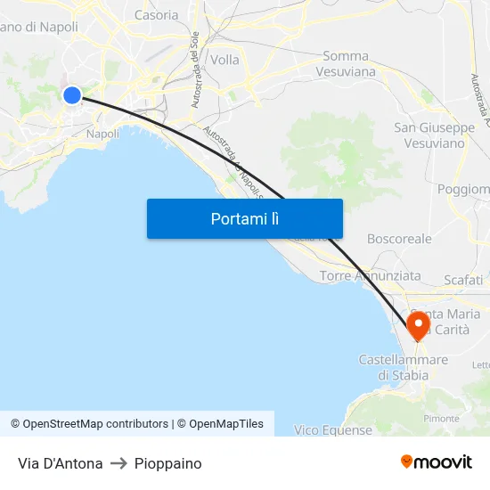 Via D'Antona to Pioppaino map