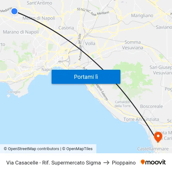 Via Casacelle - Rif. Supermercato Sigma to Pioppaino map
