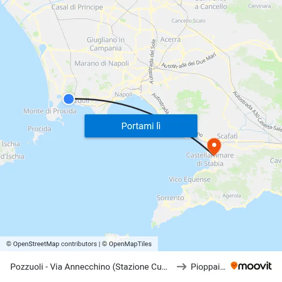 Pozzuoli - Via Annecchino (Stazione Cumana) to Pioppaino map