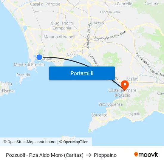 Pozzuoli - P.za Aldo Moro (Caritas) to Pioppaino map
