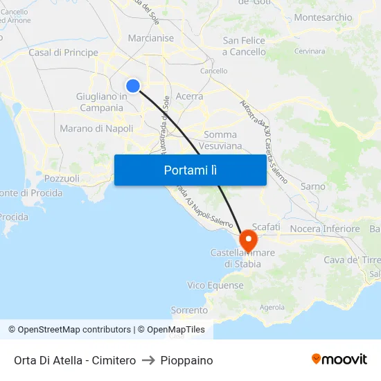 Orta Di Atella - Cimitero to Pioppaino map
