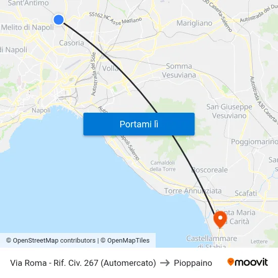 Via Roma - Rif. Civ. 267 (Automercato) to Pioppaino map