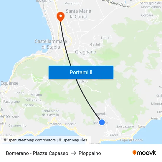 Bomerano - Piazza Capasso to Pioppaino map