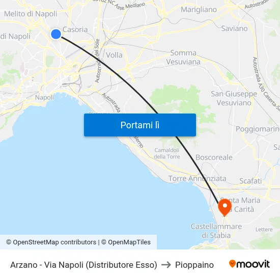 Arzano - Via Napoli (Distributore Esso) to Pioppaino map