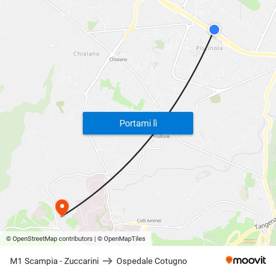 M1 Scampia - Zuccarini to Ospedale Cotugno map