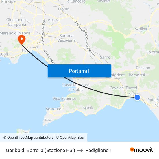 Garibaldi Barrella (Stazione F.S.) to Padiglione I map