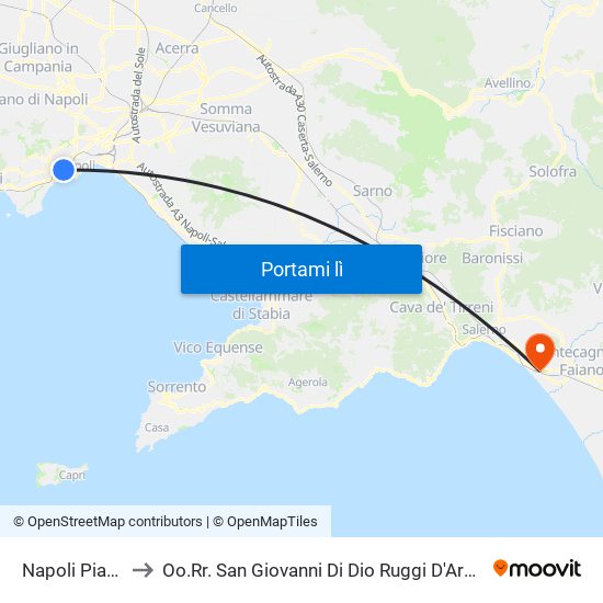 Napoli Piazza Amedeo to Oo.Rr. San Giovanni Di Dio Ruggi D'Aragona - Scuola Medica Salernitana map