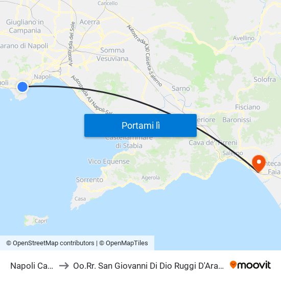 Napoli Campi Flegrei to Oo.Rr. San Giovanni Di Dio Ruggi D'Aragona - Scuola Medica Salernitana map