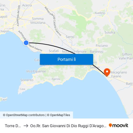 Torre Del Greco to Oo.Rr. San Giovanni Di Dio Ruggi D'Aragona - Scuola Medica Salernitana map