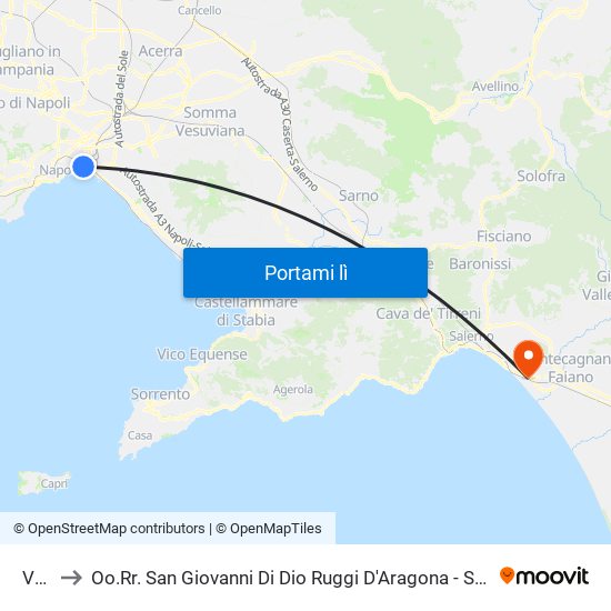 Volta to Oo.Rr. San Giovanni Di Dio Ruggi D'Aragona - Scuola Medica Salernitana map