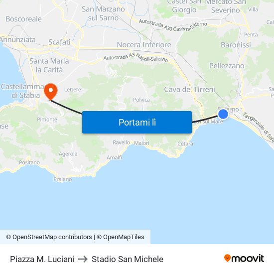 Piazza M. Luciani to Stadio San Michele map