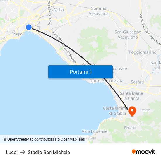 Lucci to Stadio San Michele map