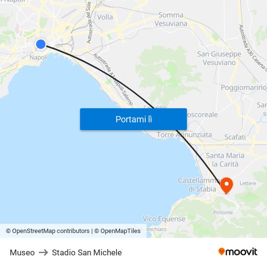 Museo to Stadio San Michele map