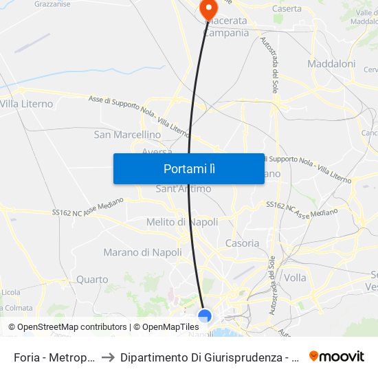 Foria - Metropolitana to Dipartimento Di Giurisprudenza - Palazzo Melzi map