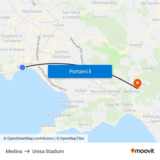 Medina to Unisa Stadium map