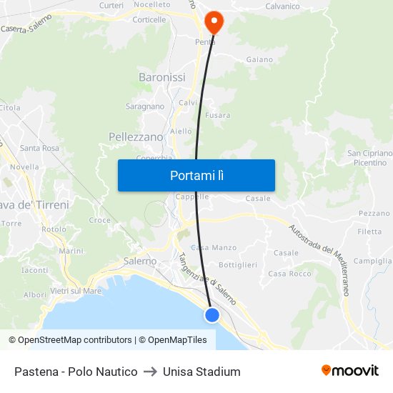 Pastena  - Polo Nautico to Unisa Stadium map