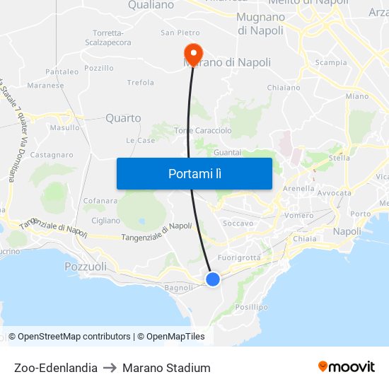 Zoo-Edenlandia to Marano Stadium map