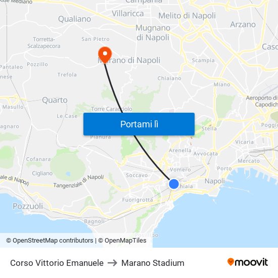 Corso Vittorio Emanuele to Marano Stadium map