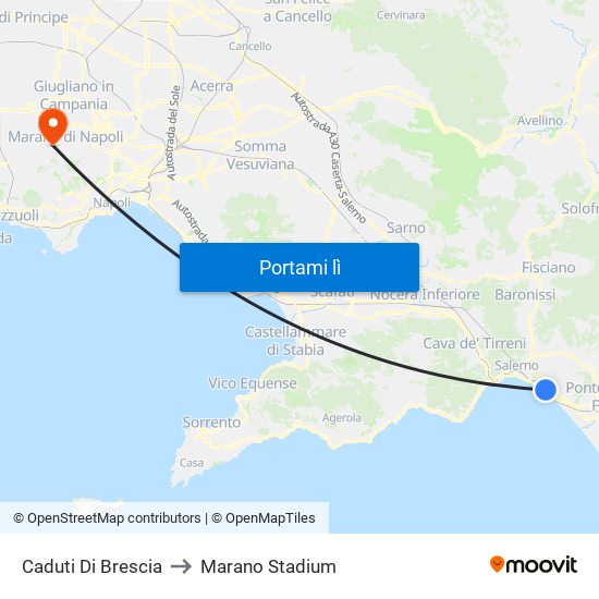 Caduti Di Brescia to Marano Stadium map