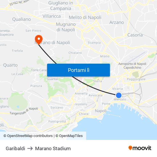 Garibaldi to Marano Stadium map