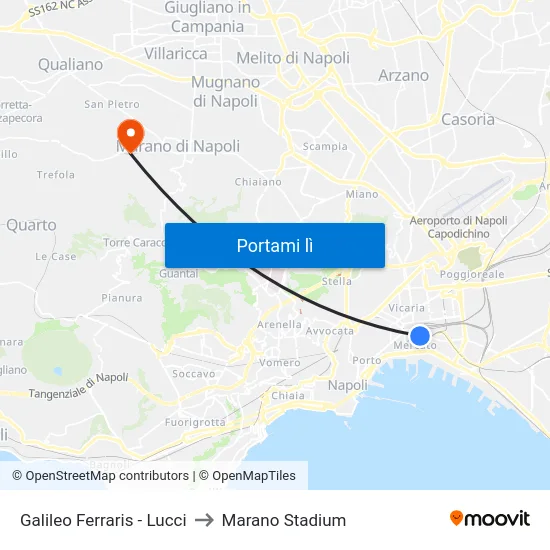 Galileo Ferraris - Lucci to Marano Stadium map