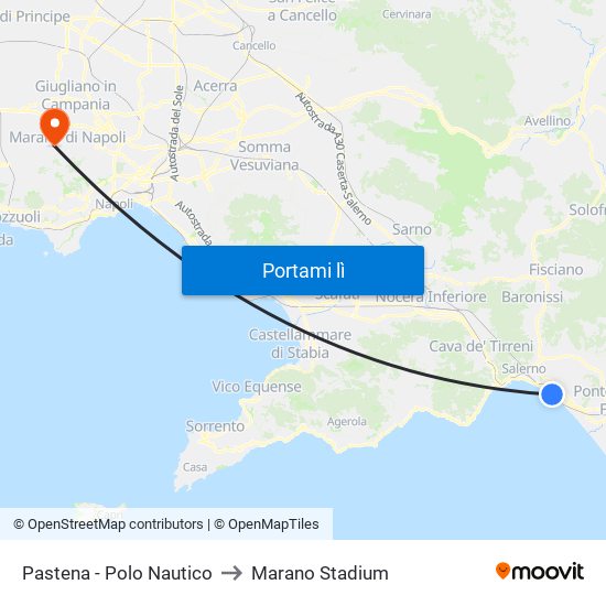 Pastena  - Polo Nautico to Marano Stadium map