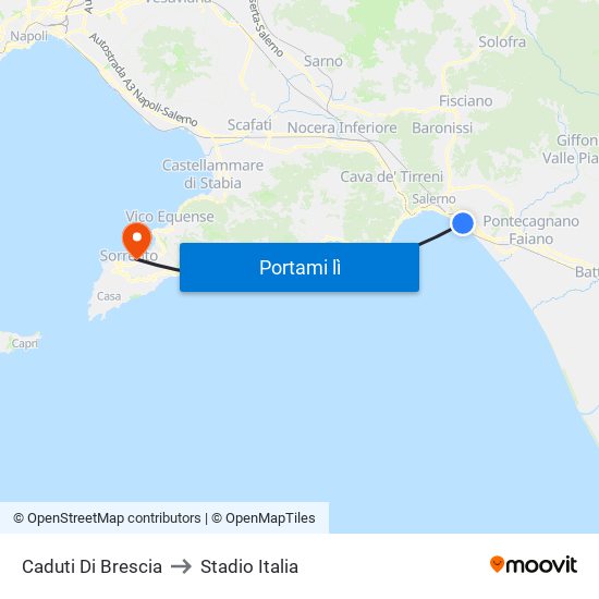 Caduti Di Brescia to Stadio Italia map