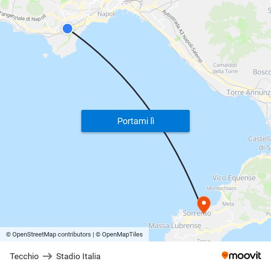 Tecchio to Stadio Italia map