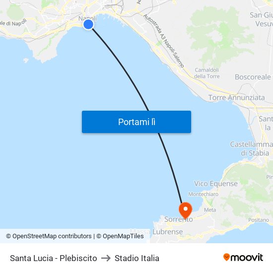 Santa Lucia - Plebiscito to Stadio Italia map