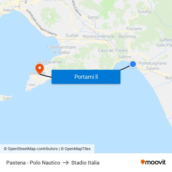 Pastena  - Polo Nautico to Stadio Italia map