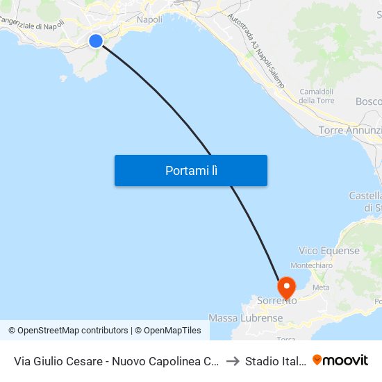 Via Giulio Cesare - Nuovo Capolinea Ctp to Stadio Italia map