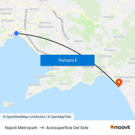 Napoli Metropark to Aviosuperficie Del Sole map