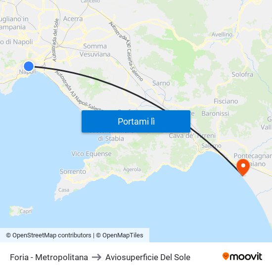 Foria - Metropolitana to Aviosuperficie Del Sole map