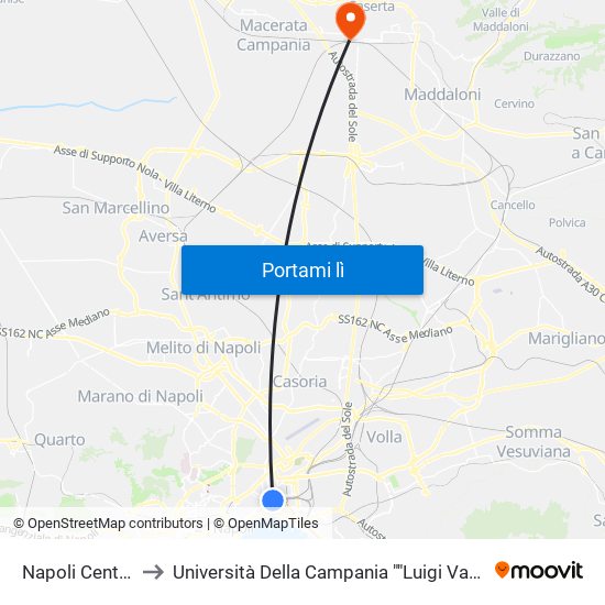 Napoli Centrale to Università Della Campania ""Luigi Vanvitelli"" map