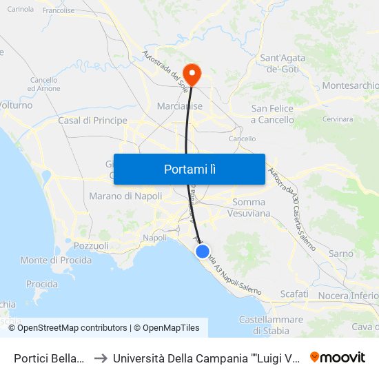 Portici Bellavista to Università Della Campania ""Luigi Vanvitelli"" map