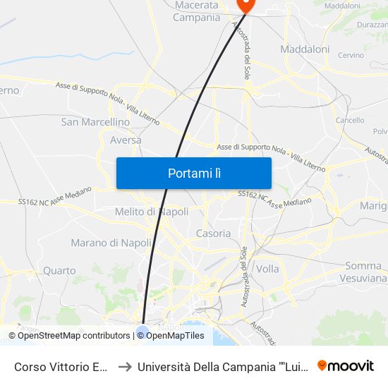 Corso Vittorio Emanuele to Università Della Campania ""Luigi Vanvitelli"" map