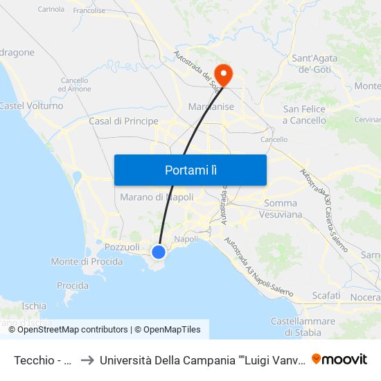 Tecchio - M2 to Università Della Campania ""Luigi Vanvitelli"" map