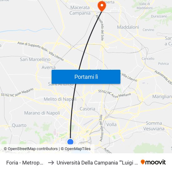 Foria - Metropolitana to Università Della Campania ""Luigi Vanvitelli"" map